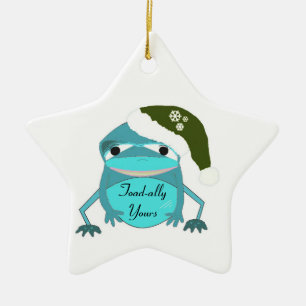 Lustige Kröte mit Santa-Hut Keramikornament