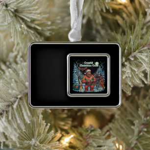 Lustige Kryptiden-Weihnachtstruppe Bigfoot, Moth Rahmen-Ornament Silber