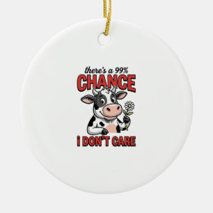 Lustige Kuh Chance Ist Mir Egal Vintage Keramik Ornament