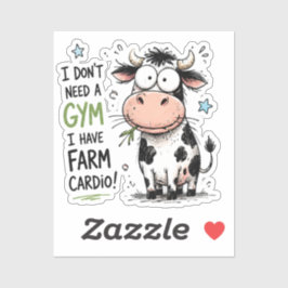 Lustige Kuh Farm Cardio Kaffeetasse Aufkleber