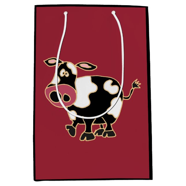 Lustige Kuh-Geschenk-Tasche Mittlere Geschenktüte (Vorderseite)