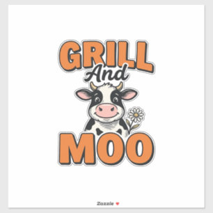 Lustige Kuh Grill Und Muh Vintage T-Shirt Design_1 Aufkleber