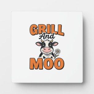 Lustige Kuh Grill Und Muh Vintage T-Shirt Design_1 Fotoplatte