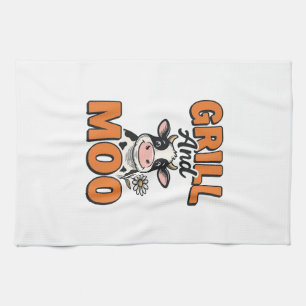 Lustige Kuh Grill Und Muh Vintage T-Shirt Design_1 Geschirrtuch