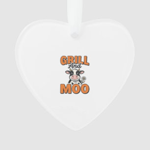 Lustige Kuh Grill Und Muh Vintage T-Shirt Design_1 Ornament