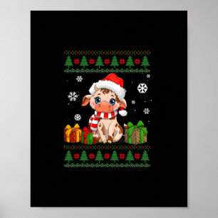 lustige Kuh liebt niedliche Kuh Weihnachtsmannmütz Poster