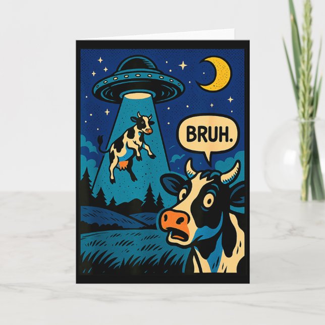 Lustige Kuh Meme Ufo Alien Zoo Jungen Mädchen Kind Karte (Vorderseite)