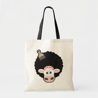 Lustige Kuh mit einem Afro und Kamm auf Rosa Tragetasche