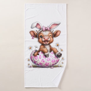 Lustige Kuh Ostern Hase Süße Highland Kühe Liebhab Badehandtuch