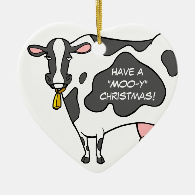 Lustige Kuh-Weihnachtsverzierung Keramik Ornament (Vorne)