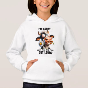 Lustige Kuh-Wortkunst mit Augenrollen  Hoodie