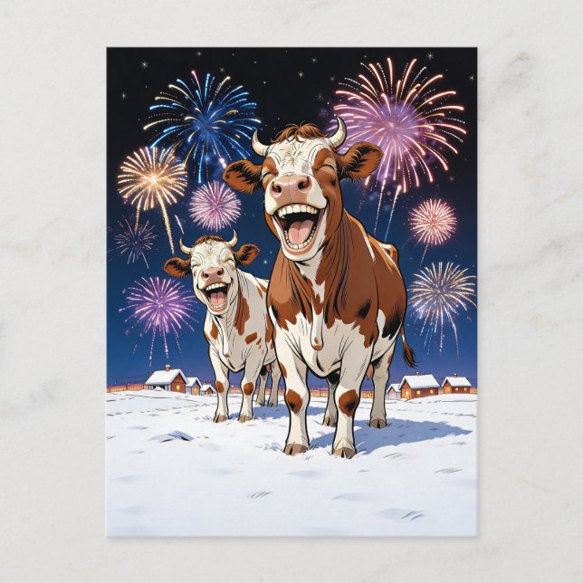 lustige Kühe Postkarte (Vorderseite)