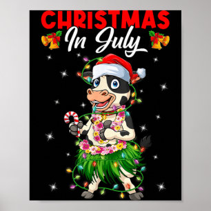 Lustige Kuhliebhaber Hawaiianisches Weihnachten im Poster