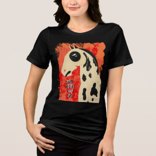 Lustige Kunst Pferd Seitenblick benutzerdefinierte Tri-Blend Shirt