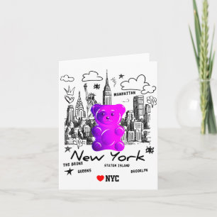 Lustige Kunstwerke Farbige Yorkcity Gummibär Karte