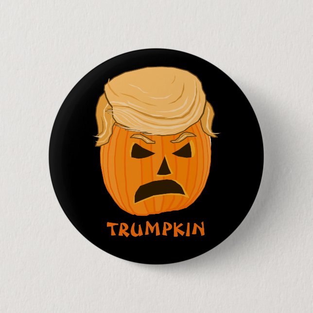 Lustige Kürbis-Kürbislaterne Donald Trumpkin Button (Vorderseite)