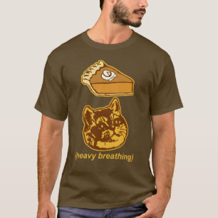 Lustige Kürbiskuchen-schwere Atmungs-Katze Meme T-Shirt