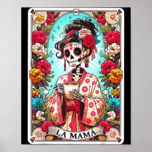 Lustige La Mama Tarotkarte mexikanisches Skelett M Poster