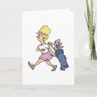 lustige Lady Golfer Cartoon Grafik Karte