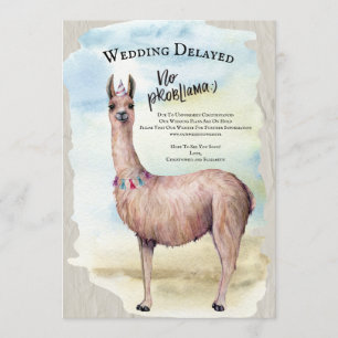 Lustige Lama-Hochzeit verschobene Einladung