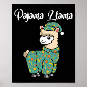 Lustige Lama-Pyjama-Lama-Schlafenszeit-Pyjama-Alpa Poster