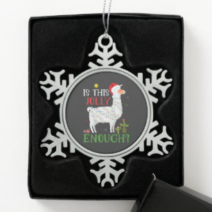 Lustige Lama-Weihnachtsfeier - Ist das lustig genu Schneeflocken Zinn-Ornament