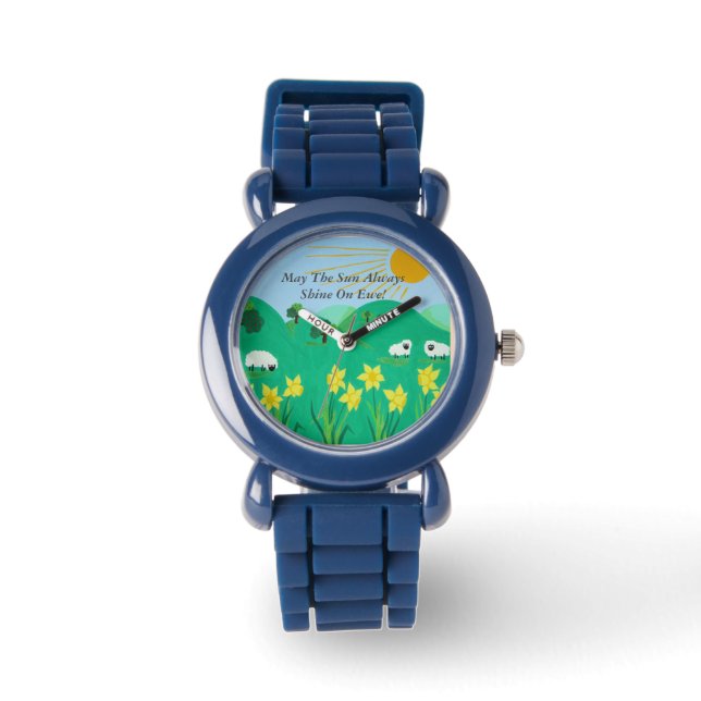 lustige landschaftliche Darstellung niedlicher Sch Armbanduhr (Vorderseite)