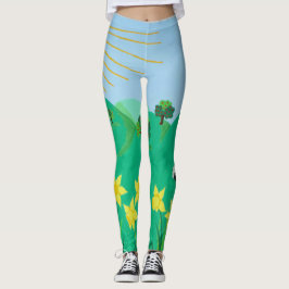 lustige landschaftliche Darstellung niedlicher Sch Leggings