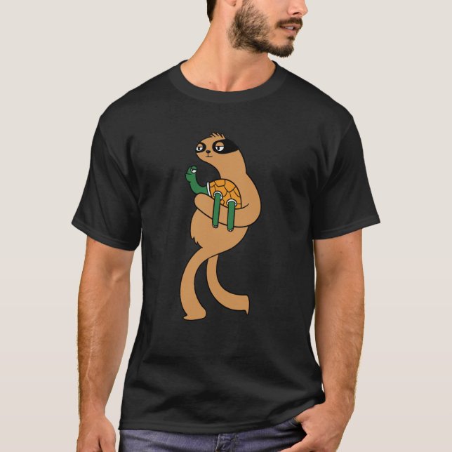 Lustige langsame Faultier-Schildkröte T-Shirt (Vorderseite)
