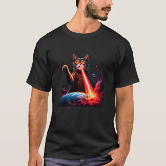 Lustige Laser-Augen Katze Weltraum & Katzenliebhab T-Shirt