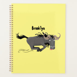 Lustige laufende Gnus Cartoon-Illustration Planer