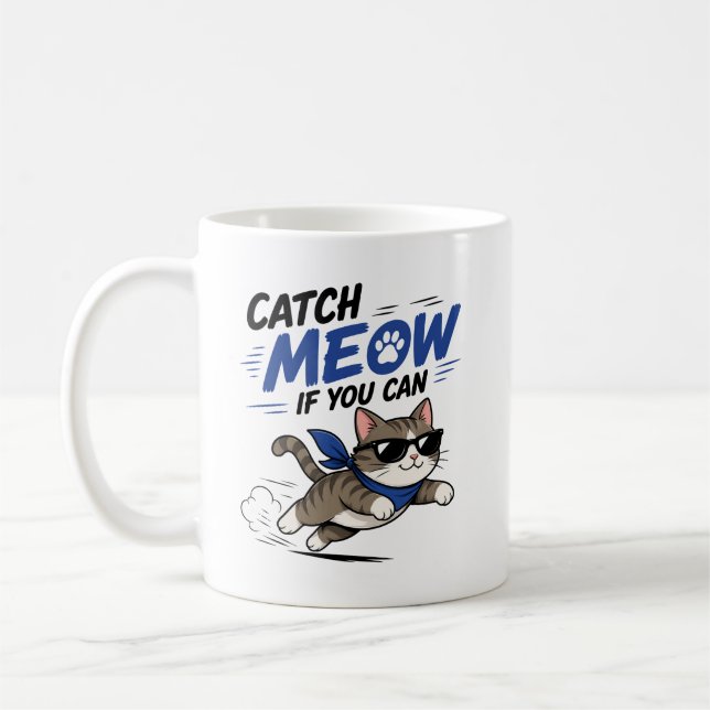 Lustige Laufende Katze Tasse (Links)