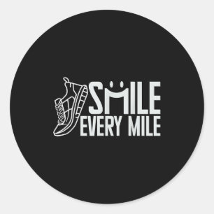 Lustige Laufende Läufer Smile Jeden Kilometer Cool Runder Aufkleber