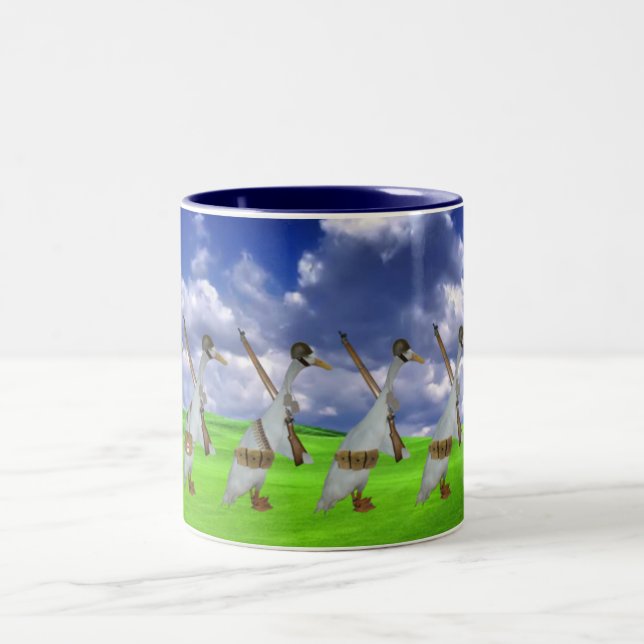 Lustige Läuferente Zweifarbige Tasse (Mittel)