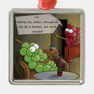 Lustige Lebensmittel-Trennung, Wein & Ehe-Comic Ornament Aus Metall