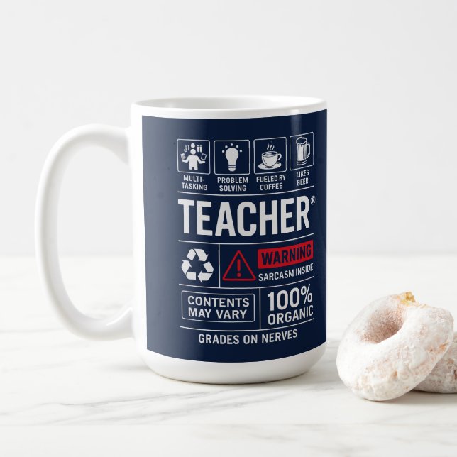 Lustige Lehrer-Definition — Multitasking Kaffeetasse (Mit Donut)