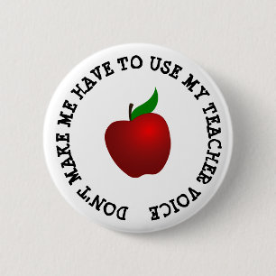Lustige Lehrer-Stimme und Apple-Knopf Button