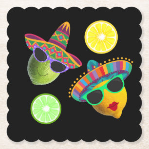 Lustige Lemonen-Limetten-Party-Fiesta  Untersetzer