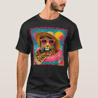 Lustige Leoparden-Sonnenbrille Pool Float Strand T-Shirt