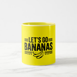 Lustige Let's Go Bananas abgenutzte Banane Zweifarbige Tasse
