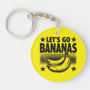 Lustige Let's Go Bananas Distressed Grunge Meme Schlüsselanhänger