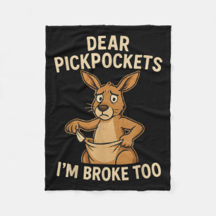 Lustige liebe Tickets Ich bin auch pleite Känguru Fleecedecke