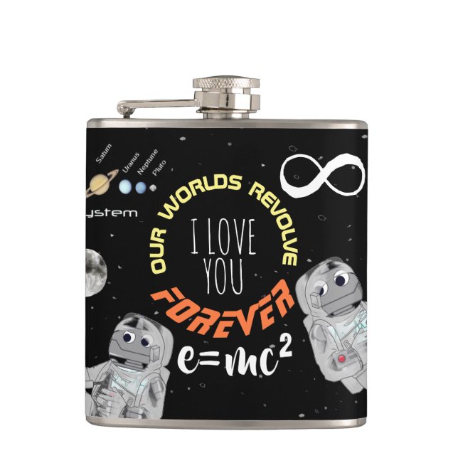 Lustige Liebe Weltraum Mathematik Wissenschaft Gee Flachmann (Vorderseite)