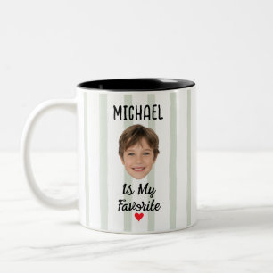 Lustige Lieblingskind-Tasse mit Namen und Gesichts Zweifarbige Tasse