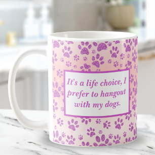 Lustige lila Glitter Pfotenabdrücke Kaffeetasse