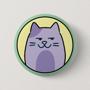 Lustige lila Katze mit seitlichem Blick Button