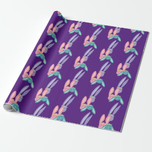 Lustige lila rosa Häschen Baby Freunde gemeinsame Geschenkpapier