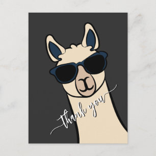 Lustige Llama mit Sonnenbrille Alpaka Danke Postkarte