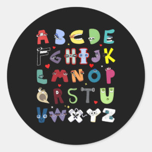 Lustige Lore Alphabet A bis Z Hallo Buchstabe für Runder Aufkleber