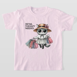 Lustige Mädchen Shopping Liebhaber Wort Kunst Katz T-Shirt